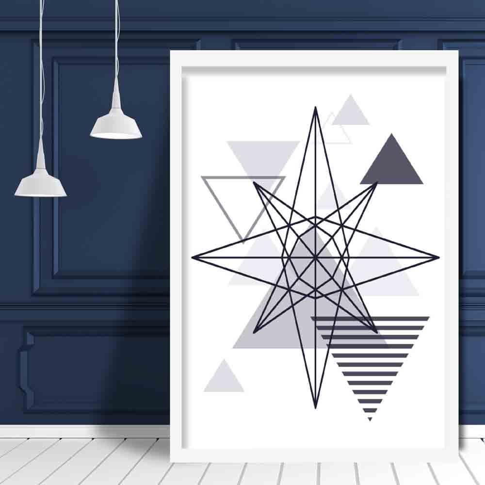 Star Abstract Geometric Scandinavian Navy Blue Poster