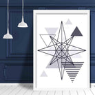 Star Abstract Geometric Scandinavian Navy Blue Poster