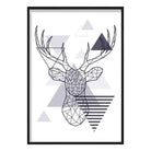 Stag Head Abstract Geometric Scandinavian Navy Blue Poster