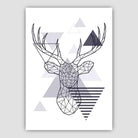 Stag Head Abstract Geometric Scandinavian Navy Blue Poster
