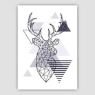 Stag Head Looking Right Abstract Geometric Scandinavian Navy Blue Poster