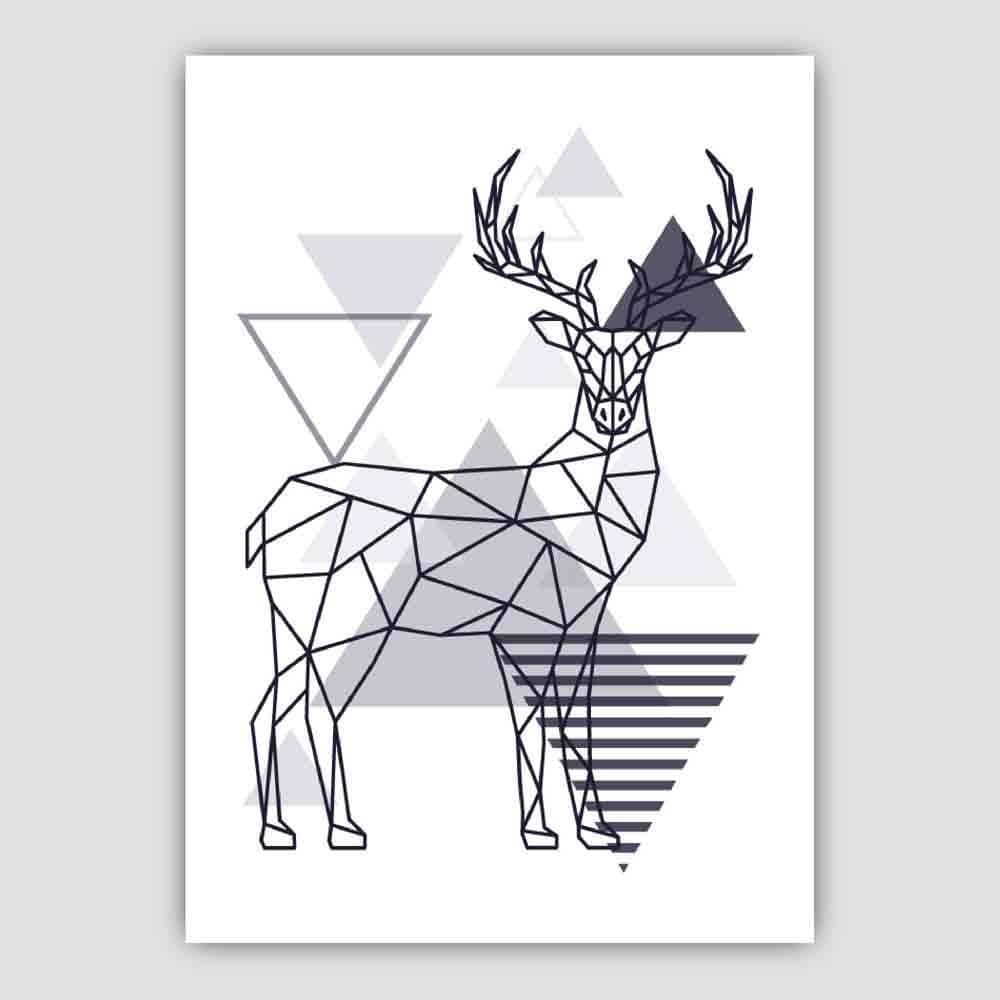 Stag Abstract Geometric Scandinavian Navy Blue Poster
