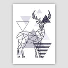 Stag Abstract Geometric Scandinavian Navy Blue Poster