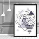 Rose Head Abstract Geometric Scandinavian Navy Blue Poster