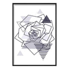 Rose Head Abstract Geometric Scandinavian Navy Blue Poster