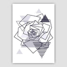 Rose Head Abstract Geometric Scandinavian Navy Blue Poster