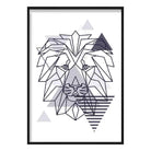 Lion Head Abstract Geometric Scandinavian Navy Blue Poster