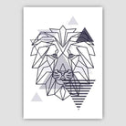 Lion Head Abstract Geometric Scandinavian Navy Blue Poster