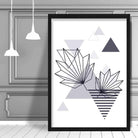 Tropical Leaves Abstract Geometric Scandinavian Navy Blue Poster