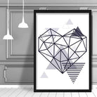 Heart Abstract Geometric Scandinavian Navy Blue Poster