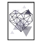 Heart Abstract Geometric Scandinavian Navy Blue Poster