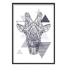 Giraffe Head Abstract Geometric Scandinavian Navy Blue Poster