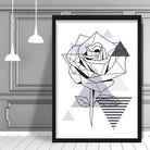 Rose Abstract Geometric Scandinavian Navy Blue Poster