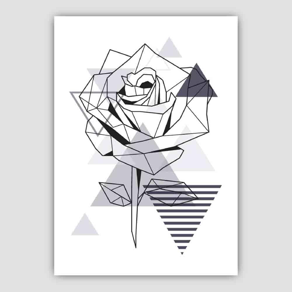 Rose Abstract Geometric Scandinavian Navy Blue Poster
