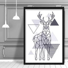 Majestic Stag Abstract Geometric Scandinavian Navy Blue Poster