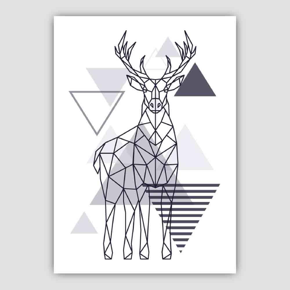 Majestic Stag Abstract Geometric Scandinavian Navy Blue Poster