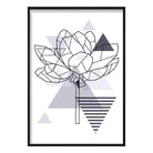 Peony Flower Abstract Geometric Scandinavian Navy Blue Poster