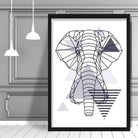 Elephant Head Abstract Geometric Scandinavian Navy Blue Poster