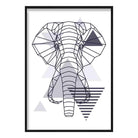 Elephant Head Abstract Geometric Scandinavian Navy Blue Poster