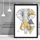 Elephant Head Abstract Geometric Scandinavian Yellow and Grey Print