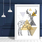 Stag Abstract Geometric Scandinavian Yellow and Grey Print
