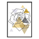 Rose Head Abstract Geometric Scandinavian Yellow and Grey Print