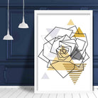 Rose Head Abstract Geometric Scandinavian Yellow and Grey Print
