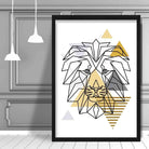 Lion Head Abstract Geometric Scandinavian Yellow and Grey Print
