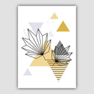 Tropical Leaves Abstract Geometric Scandinavian Yellow and Grey Poster