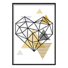 Heart Abstract Geometric Scandinavian Yellow and Grey Print
