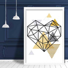 Heart Abstract Geometric Scandinavian Yellow and Grey Print
