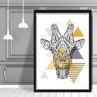 Giraffe Head Abstract Geometric Scandinavian Yellow and Grey Print