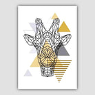 Giraffe Head Abstract Geometric Scandinavian Yellow and Grey Print