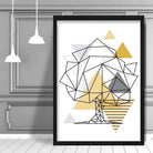 Tree Abstract Geometric Scandinavian Yellow and Grey Poster