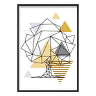 Tree Abstract Geometric Scandinavian Yellow and Grey Poster