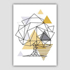 Tree Abstract Geometric Scandinavian Yellow and Grey Poster