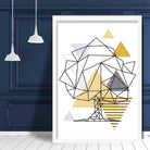 Tree Abstract Geometric Scandinavian Yellow and Grey Poster