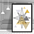 Star Abstract Geometric Scandinavian Yellow and Grey Poster