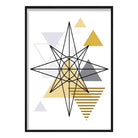 Star Abstract Geometric Scandinavian Yellow and Grey Poster