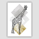 Set of 3 Geometric Yellow Giraffe and Tree Art Prints