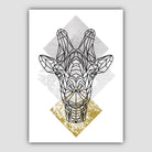 Set of 3 Geometric Yellow Giraffe and Tree Art Prints