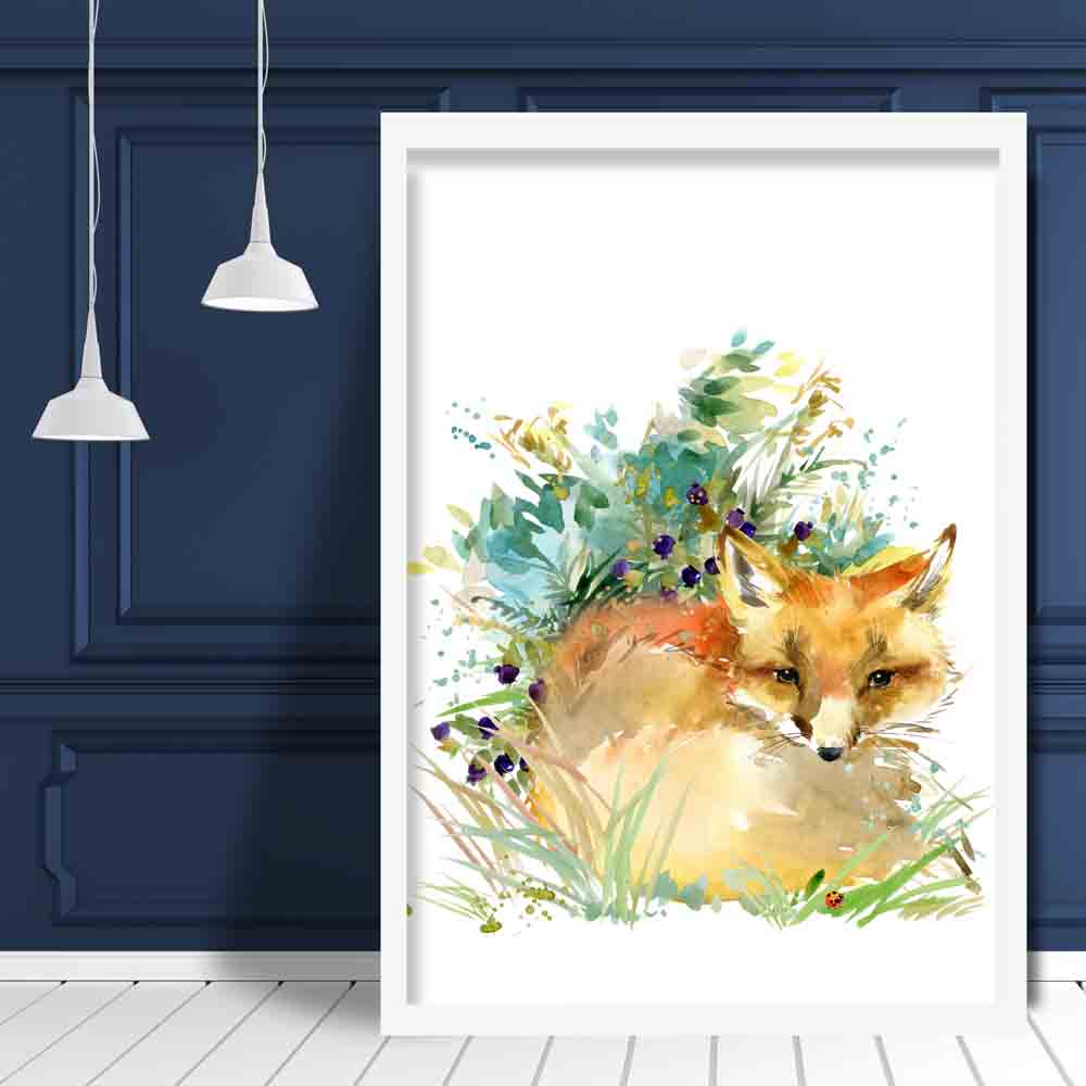 Baby Fox Watercolour Art Print