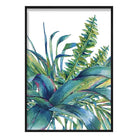 Tropical Blue Green Watercolour Leaves Group Right Poster