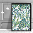 Tropical Blue Green Watercolour Leaves Pattern Poster