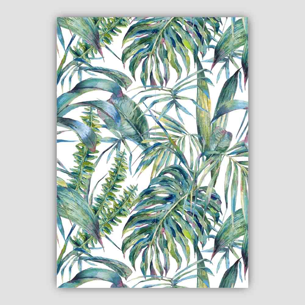 Tropical Blue Green Watercolour Leaves Pattern Poster