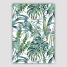 Tropical Blue Green Watercolour Leaves Pattern Poster