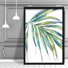 Tropical Blue Green Watercolour Papyrus Leaves Poster
