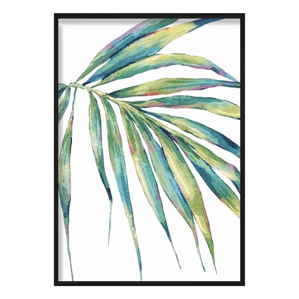 Tropical Blue Green Watercolour Papyrus Leaves Poster