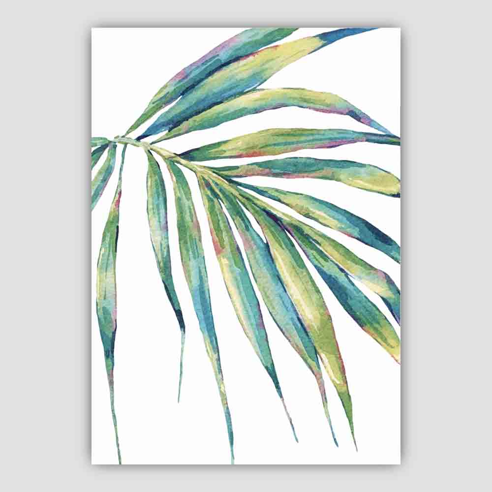 Tropical Blue Green Watercolour Papyrus Leaves Poster