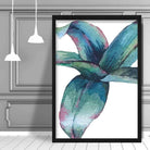 Tropical Plant Blue Green Watercolour Leaves Poster